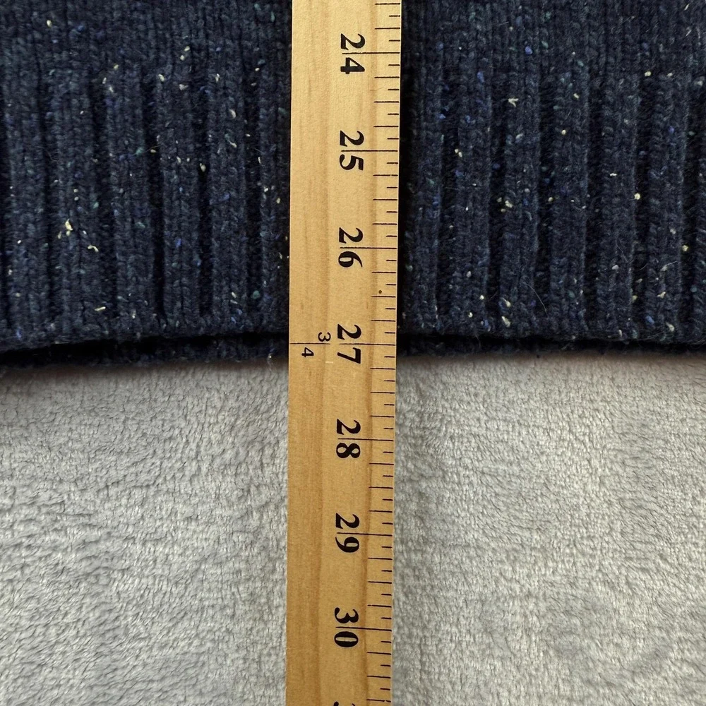 UNTUCKit Sweater Mens Medium Blue Lambswool Henley Mock Neck Speckled Pullover